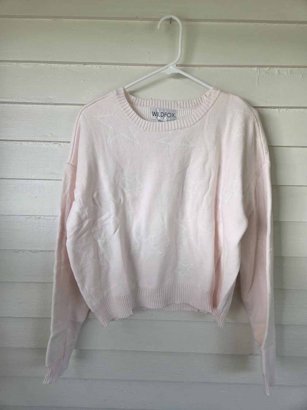 Wildfox Pale Pink Star Crewneck Knit Sweater Size M